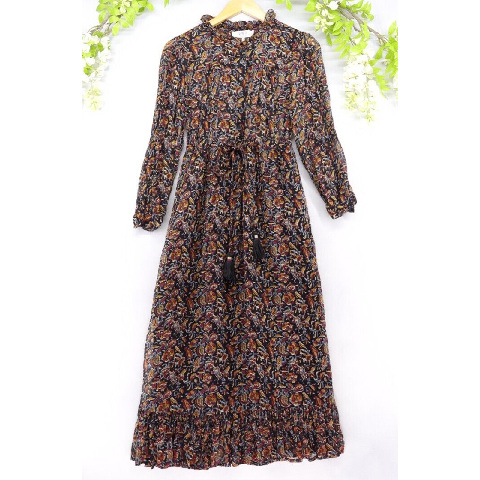 Sea New York Women's Nicolette Midi Dress Viscose Brown Paisley Print Sz 4